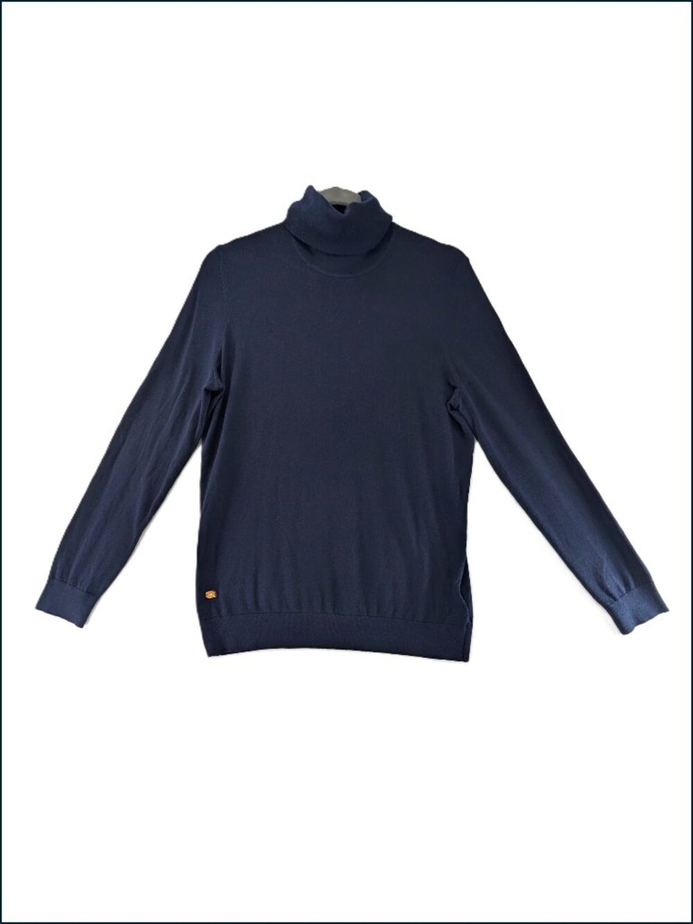VTG LRL Ralph Lauren Turtleneck Sweater Womens Size Large Navy Silk Knit Blend